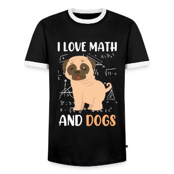 J’adore les mathématiciens en mathématiques et les vadrouilles de chien - T-shirt contrasté Homme - noir/blanc - Devant - AI Model Female 172 light (172cm) & AI Model Male 178 light (178cm)