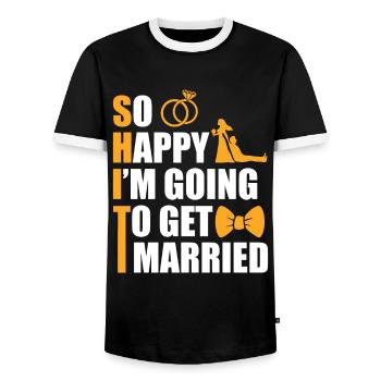 Hochzeit Ehemann Jungesellenabschied Bräutigam - Männer Kontrast-T-Shirt - Schwarz/Weiß - Vorne - AI Model Female 172 light (172cm) & AI Model Male 178 light (178cm)