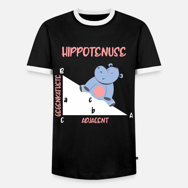 Mathematician Hippotenuse Hippo Triangle - Men's Ringer Shirt - black/white