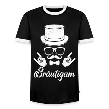 Jungesellenabschied Männer Bräutigam Hochzeit - Männer Kontrast-T-Shirt - Schwarz/Weiß - Vorne - AI Model Female 172 light (172cm) & AI Model Male 178 light (178cm)