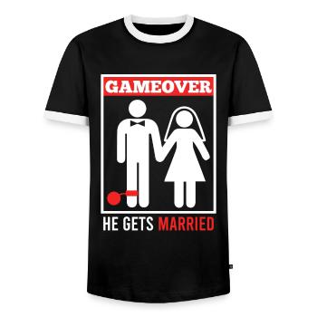 Game over - Mari Groom Jungesellenabschied - T-shirt contrasté Homme - noir/blanc - Devant - AI Model Female 172 light (172cm) & AI Model Male 178 light (178cm)