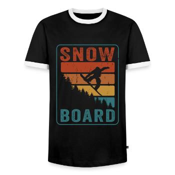 Snowboarder Winter Sports Vintage Snowboarding - Men's Ringer Shirt - black/white - Front - AI Model Female 172 light (172cm) & AI Model Male 178 light (178cm)