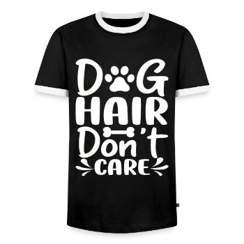 Hundehaare egal - Männer Kontrast-T-Shirt - Schwarz/Weiß - Vorne - AI Model Female 172 light (172cm) & AI Model Male 178 light (178cm)
