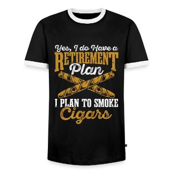 Ja, ich habe einen Altersvorsorgeplan Zigarrenraucher - Männer Kontrast-T-Shirt - Schwarz/Weiß - Vorne - AI Model Female 172 light (172cm) & AI Model Male 178 light (178cm)