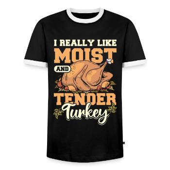I really like moist and tender turkey - Männer Kontrast-T-Shirt - Schwarz/Weiß - Vorne - AI Model Female 172 light (172cm) & AI Model Male 178 light (178cm)