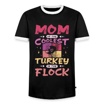 Mom of the coolest turkey in the flock - Men's Ringer Shirt - black/white - Front - AI Model Female 172 light (172cm) & AI Model Male 178 light (178cm)