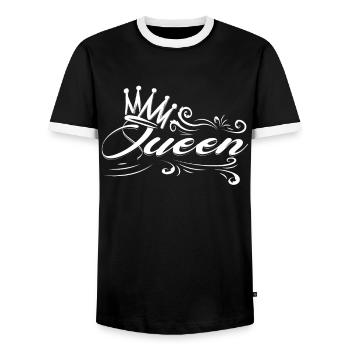 Awesome camping queen crown - Men's Ringer Shirt - black/white - Front - AI Model Female 172 light (172cm) & AI Model Male 178 light (178cm)