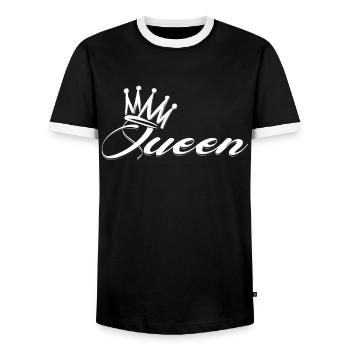 Awesome camping queen crown - Men's Ringer Shirt - black/white - Front - AI Model Female 172 light (172cm) & AI Model Male 178 light (178cm)