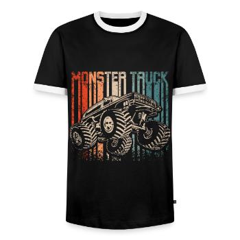 Retro Vintage Monster trucks - Men's Ringer Shirt - black/white - Front - AI Model Female 172 light (172cm) & AI Model Male 178 light (178cm)