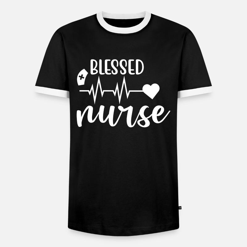 Blessed nurse Krankenschwester - Men's Ringer Shirt - black/white