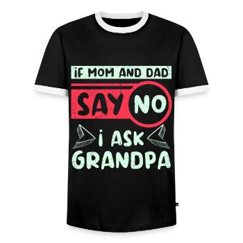 Si maman et papa disent non je demande à grand-père - T-shirt contrasté Homme - noir/blanc - Devant - AI Model Female 172 light (172cm) & AI Model Male 178 light (178cm)