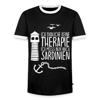 I don't need therapy just need to go to SARDINIA - Men's Ringer Shirt - black/white - Front - AI Model Female 172 light (172cm) & AI Model Male 178 light (178cm)