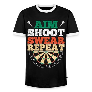 Dart Sayings Darts Darts Dartboard Dart - Men's Ringer Shirt - black/white - Front - AI Model Female 172 light (172cm) & AI Model Male 178 light (178cm)