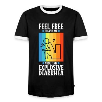 Ask me about my explosive diarrhea - Männer Kontrast-T-Shirt - Schwarz/Weiß - Vorne - AI Model Female 172 light (172cm) & AI Model Male 178 light (178cm)
