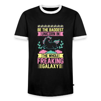 Be the most evil unicorn unicorn - Men's Ringer Shirt - black/white - Front - AI Model Female 172 light (172cm) & AI Model Male 178 light (178cm)