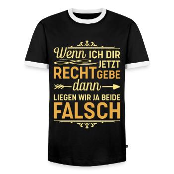 Wenn ich dir recht gebe Rechthaber Klugscheißer - Männer Kontrast-T-Shirt - Schwarz/Weiß - Vorne - AI Model Female 172 light (172cm) & AI Model Male 178 light (178cm)