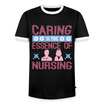 Infirmière Hospital Médecin d’urgence Paramédical - T-shirt contrasté Homme - noir/blanc - Devant - AI Model Female 172 light (172cm) & AI Model Male 178 light (178cm)