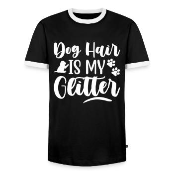 Hundehaar ist mein Glitzer - Männer Kontrast-T-Shirt - Schwarz/Weiß - Vorne - AI Model Female 172 light (172cm) & AI Model Male 178 light (178cm)