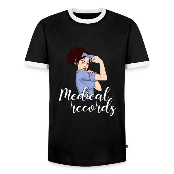 Medical Records girl, Appreciation Medical Records - Männer Kontrast-T-Shirt - Schwarz/Weiß - Vorne - AI Model Female 172 light (172cm) & AI Model Male 178 light (178cm)
