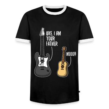 Uke i am your father - Männer Kontrast-T-Shirt - Schwarz/Weiß - Vorne - AI Model Female 172 light (172cm) & AI Model Male 178 light (178cm)