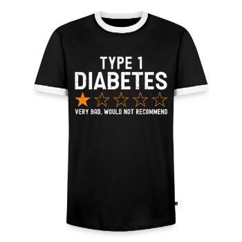 Rezension 1 Stern schlecht Type 1 Diabetes - Männer Kontrast-T-Shirt - Schwarz/Weiß - Vorne - AI Model Female 172 light (172cm) & AI Model Male 178 light (178cm)