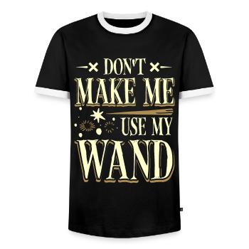 Don't make me use my magic wand - Men's Ringer Shirt - black/white - Front - AI Model Female 172 light (172cm) & AI Model Male 178 light (178cm)