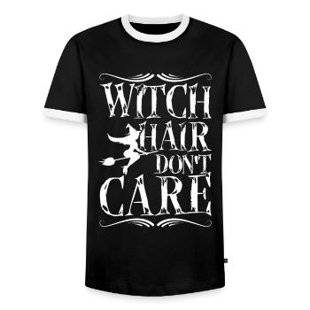 Witch hair don't care halloween - Men's Ringer Shirt - black/white - Front - AI Model Female 172 light (172cm) & AI Model Male 178 light (178cm)