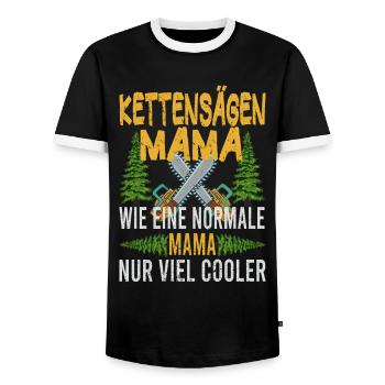 Tronçonneuse Mama Tronçonneuses Mère Arbres Forestier - T-shirt contrasté Homme - noir/blanc - Devant - AI Model Female 172 light (172cm) & AI Model Male 178 light (178cm)