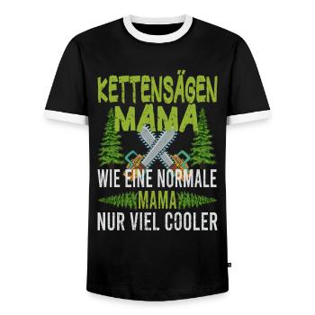 Tronçonneuse Mama Tronçonneuses Mère Arbres Forestier - T-shirt contrasté Homme - noir/blanc - Devant - AI Model Female 172 light (172cm) & AI Model Male 178 light (178cm)
