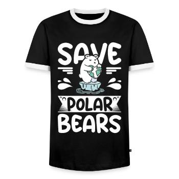 Save polar bears - Men's Ringer Shirt - black/white - Front - AI Model Female 172 light (172cm) & AI Model Male 178 light (178cm)