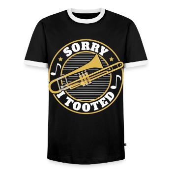 Posaune Trompeter Trompetenspieler Musikkapelle - Männer Kontrast-T-Shirt - Schwarz/Weiß - Vorne - AI Model Female 172 light (172cm) & AI Model Male 178 light (178cm)