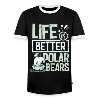 Life is better with polar bears - Männer Kontrast-T-Shirt - Schwarz/Weiß - Vorne - AI Model Female 172 light (172cm) & AI Model Male 178 light (178cm)