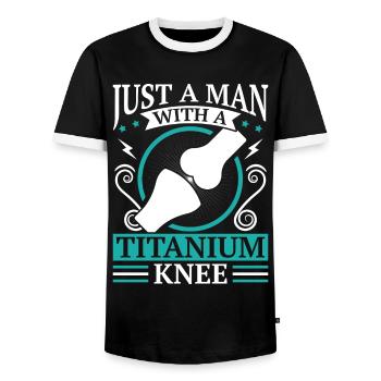 Künstliches Titan Knie, Arhtrose Physiotherapeut - Männer Kontrast-T-Shirt - Schwarz/Weiß - Vorne - AI Model Female 172 light (172cm) & AI Model Male 178 light (178cm)