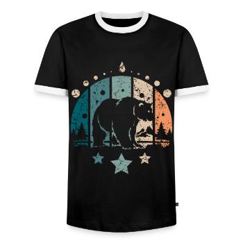 Retro Vintage Forest Polar Bear - Männer Kontrast-T-Shirt - Schwarz/Weiß - Vorne - AI Model Female 172 light (172cm) & AI Model Male 178 light (178cm)