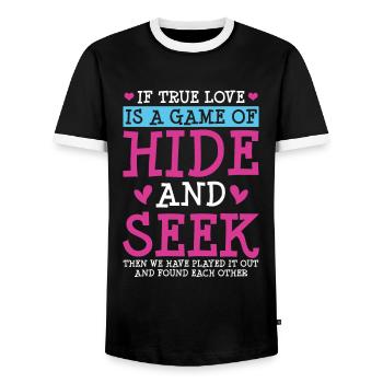Valentins Tag Beziehung Liebes Spruch - Männer Kontrast-T-Shirt - Schwarz/Weiß - Vorne - AI Model Female 172 light (172cm) & AI Model Male 178 light (178cm)