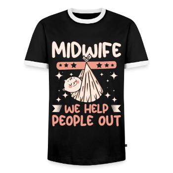 Midwife we help people out - Männer Kontrast-T-Shirt - Schwarz/Weiß - Vorne - AI Model Female 172 light (172cm) & AI Model Male 178 light (178cm)