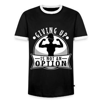 Giving up is not an option - Men's Ringer Shirt - black/white - Front - AI Model Female 172 light (172cm) & AI Model Male 178 light (178cm)
