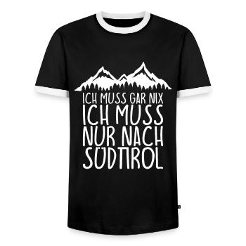 I don't have to do anything I just have to go to SOUTH TYROL - Men's Ringer Shirt - black/white - Front - AI Model Female 172 light (172cm) & AI Model Male 178 light (178cm)