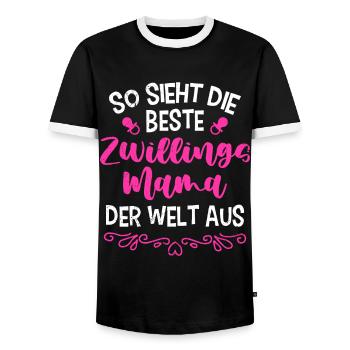 Zwillingsmama Mutter von Zwillinge Mädchen Mama - Männer Kontrast-T-Shirt - Schwarz/Weiß - Vorne - AI Model Female 172 light (172cm) & AI Model Male 178 light (178cm)