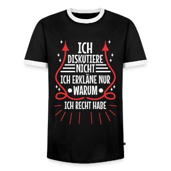 Ich diskutiere nicht ich erkläre nur warum ich - Männer Kontrast-T-Shirt - Schwarz/Weiß - Vorne - AI Model Female 172 light (172cm) & AI Model Male 178 light (178cm)