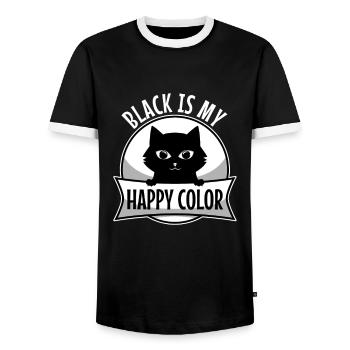 Black is my happy color - Men's Ringer Shirt - black/white - Front - AI Model Female 172 light (172cm) & AI Model Male 178 light (178cm)