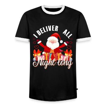 Lustiges Ich liefere die ganze Nacht Christmas - Männer Kontrast-T-Shirt - Schwarz/Weiß - Vorne - AI Model Female 172 light (172cm) & AI Model Male 178 light (178cm)