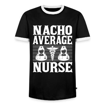 Nacho Infirmière moyenne - T-shirt contrasté Homme - noir/blanc - Devant - AI Model Female 172 light (172cm) & AI Model Male 178 light (178cm)