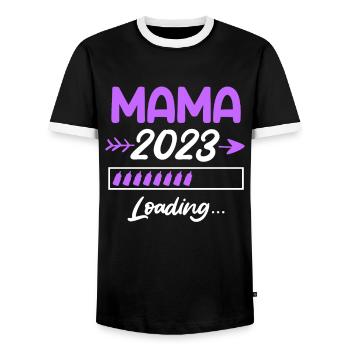 Maman 2023 enceinte d’une fille Maman - T-shirt contrasté Homme - noir/blanc - Devant - AI Model Female 172 light (172cm) & AI Model Male 178 light (178cm)