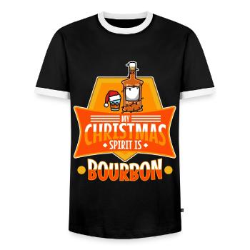Mon de Noël est le bourbon - T-shirt contrasté Homme - noir/blanc - Devant - AI Model Female 172 light (172cm) & AI Model Male 178 light (178cm)