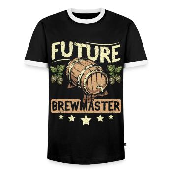 Future Brewmaster - Men's Ringer Shirt - black/white - Front - AI Model Female 172 light (172cm) & AI Model Male 178 light (178cm)