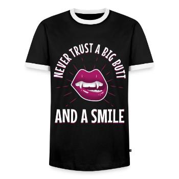 Never trust a big butt and a smile - Men's Ringer Shirt - black/white - Front - AI Model Female 172 light (172cm) & AI Model Male 178 light (178cm)