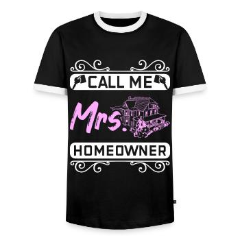 Call me Mrs homewner - Men's Ringer Shirt - black/white - Front - AI Model Female 172 light (172cm) & AI Model Male 178 light (178cm)