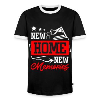 Nouvelle maison de nouveaux souvenirs - T-shirt contrasté Homme - noir/blanc - Devant - AI Model Female 172 light (172cm) & AI Model Male 178 light (178cm)