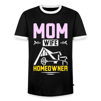 Mom wife homeowner - Men's Ringer Shirt - black/white - Front - AI Model Female 172 light (172cm) & AI Model Male 178 light (178cm)